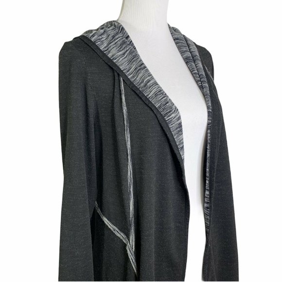 Max Studio Space Dye Open Front Hooded Cardigan - Picture 4 of 10